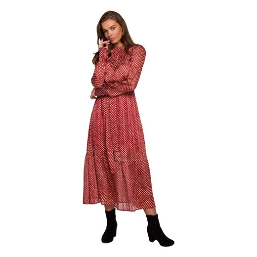 Sukienka Style z szyfonu z długim rękawem midi 