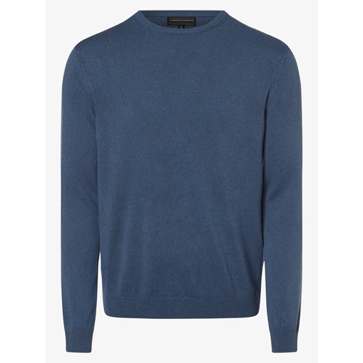 Finshley & Harding - Męski sweter z mieszanki kaszmiru i jedwabiu, niebieski Finshley & Harding XL vangraaf
