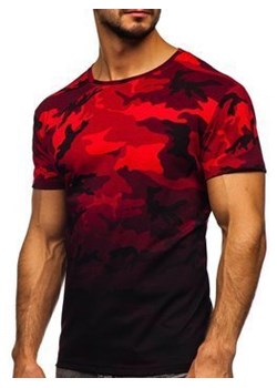 Czerwony t-shirt męski z nadrukiem moro Denley S808 ze sklepu Denley w kategorii T-shirty męskie - zdjęcie 100069906