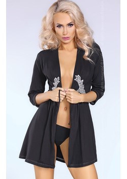 Krótki szlafrok damski podomka Zaria LC 50037, Kolor czarny, Rozmiar L, LivCo Corsetti Fashion ze sklepu Intymna w kategorii Szlafroki damskie - zdjęcie 100284476