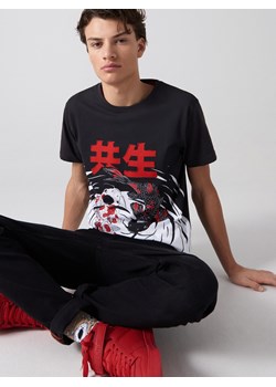 Cropp - Koszulka z kontrastowym nadrukiem - Czarny ze sklepu Cropp w kategorii T-shirty męskie - zdjęcie 101422006