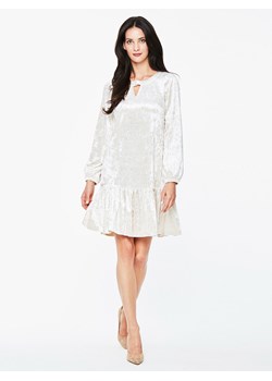 Welurowa kremowa sukienka L'AF Amana ze sklepu Eye For Fashion w kategorii Sukienki - zdjęcie 102396726