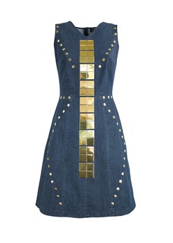 Denimowa sukienka z złotymi detalami AK Nila ze sklepu Eye For Fashion w kategorii Sukienki - zdjęcie 102399128
