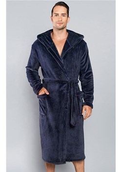 Ciepły szlafrok męski z kapturem granatowy Mimas, Kolor granatowy, Rozmiar XL, Italian Fashion ze sklepu Intymna w kategorii Szlafroki męskie - zdjęcie 102693329