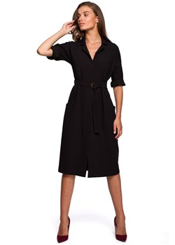 S230 Sukienka z dużymi kieszeniami - czarna ze sklepu Świat Bielizny w kategorii Sukienki - zdjęcie 103550538
