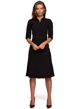 S231 Sukienka z kołnierzykiem i zamkiem z przodu - czarna ze sklepu Świat Bielizny w kategorii Sukienki - zdjęcie 103550546