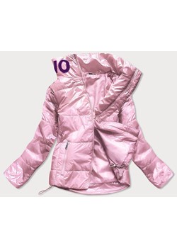 Krótka pikowana kurtka damska ze stójką różowa (b9567) ze sklepu goodlookin.pl w kategorii Kurtki damskie - zdjęcie 103673175