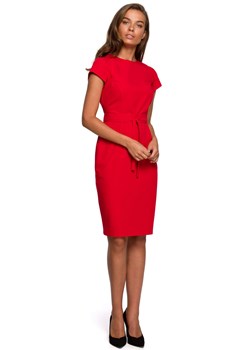 S239 Sukienka ołówkowa z przeszyciami - czerwona ze sklepu Świat Bielizny w kategorii Sukienki - zdjęcie 103875105