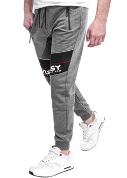 Wyprzedaż joggery dresowe DE167 - szare ze sklepu Risardi w kategorii Spodnie męskie - zdjęcie 103875639