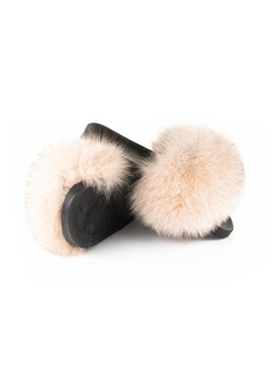 Skórzane pantofle damskie z futerkiem z królika ze sklepu JK-Collection w kategorii Klapki damskie - zdjęcie 104055275