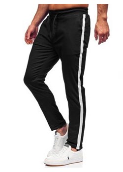 Czarne spodnie materiałowe joggery męskie Denley 0013 ze sklepu Denley w kategorii Spodnie męskie - zdjęcie 104544746