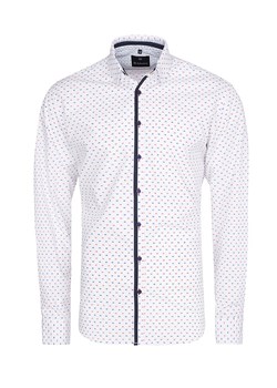 koszula męska di selentinozakhyntos biała w kropki slim fit ze sklepu Royal Shop w kategorii Koszule męskie - zdjęcie 104691528