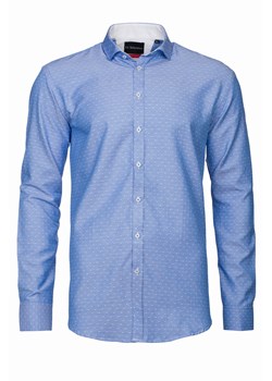 koszula męska di selentino błękitna w kropki classic fit ze sklepu Royal Shop w kategorii Koszule męskie - zdjęcie 104692817