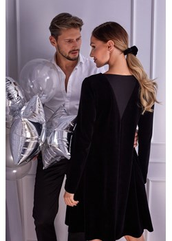 M566 Welurowa sukienka trapezowa - czarna ze sklepu Świat Bielizny w kategorii Sukienki - zdjęcie 104812046