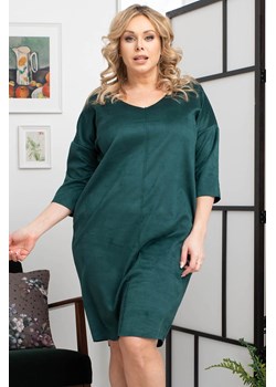 Sukienka tuba zamszowa SONATA butelkowa zieleń PROMOCJA ze sklepu karko.pl w kategorii Sukienki - zdjęcie 104845879