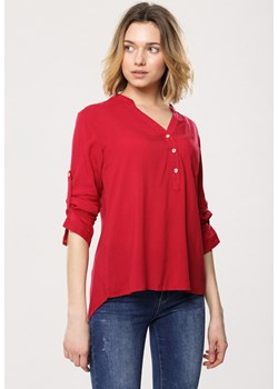 Czerwona Bluzka Fiber ze sklepu Born2be Odzież w kategorii Bluzki damskie - zdjęcie 104880637