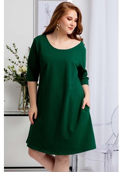 Sukienka dzianinowa trapezowa dres HANA butelkowa zieleń ze sklepu karko.pl w kategorii Sukienki - zdjęcie 104894288
