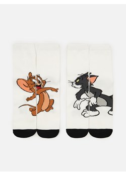 Cropp - 2 pack skarpet Tom and Jerry - biały ze sklepu Cropp w kategorii Skarpetki damskie - zdjęcie 105124379