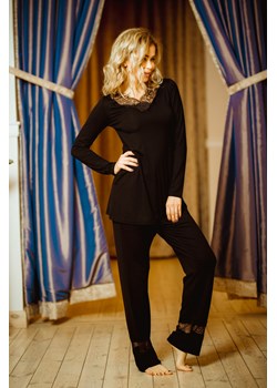 KOMPLET KAPAS wiskoza czarny ze sklepu Świat Bielizny w kategorii Piżamy damskie - zdjęcie 105237256