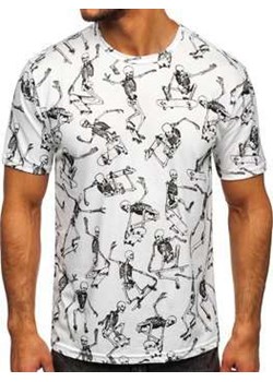 Biały T-shirt męski z nadrukiem Denley 14916 ze sklepu Denley w kategorii T-shirty męskie - zdjęcie 105238946