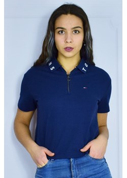 koszulka polo damska tommy jeans granatowa ze sklepu Royal Shop w kategorii Bluzki damskie - zdjęcie 105271526