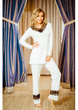 KOMPLET KAPAS wiskoza ecru ze sklepu Świat Bielizny w kategorii Piżamy damskie - zdjęcie 105413209