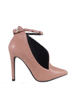 Różowe botki damskie buty z wycięciem pasek ze sklepu Kokietki w kategorii Botki - zdjęcie 106047776