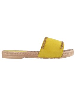 Żółte klapki damskie z cyrkoniami płaskie buty ze sklepu Kokietki w kategorii Espadryle damskie - zdjęcie 106048279