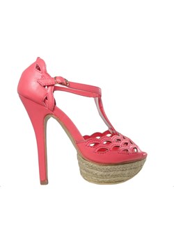 Koralowe sandały na szpilce buty na platformie ze sklepu Kokietki w kategorii Espadryle damskie - zdjęcie 106048285