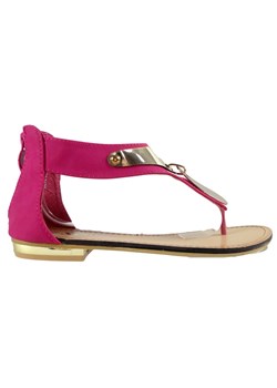 Różowe sandały damskie z cholewką płaskie ze sklepu Kokietki w kategorii Sandały damskie - zdjęcie 106048555