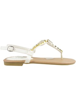 Białe sandały z cyrkoniami płaskie buty damskie ze sklepu Kokietki w kategorii Sandały damskie - zdjęcie 106048628
