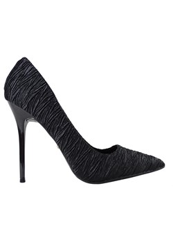 Atłasowe czarne szpilki modne buty damskie ze sklepu Kokietki w kategorii Czółenka - zdjęcie 106048838