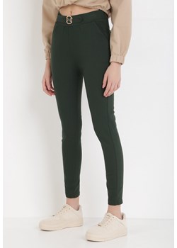 Ciemnozielone Spodnie Skinny Aeliyah ze sklepu Born2be Odzież w kategorii Spodnie damskie - zdjęcie 106052877