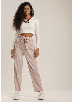 Beżowe Spodnie Xenvia ze sklepu Renee odzież w kategorii Spodnie damskie - zdjęcie 107076817