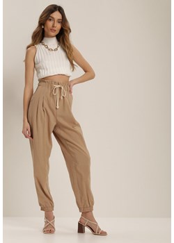 Spodnie damskie beżowe Renee  ze sklepu Renee odzież w kategorii Spodnie damskie - zdjęcie 107313517