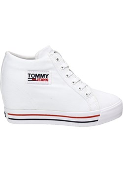 Trampki damskie Tommy Jeans białe na koturnie sznurowane 