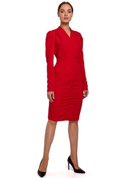 M547 Sukienka z marszczeniem na przodzie - czerwona ze sklepu Świat Bielizny w kategorii Sukienki - zdjęcie 107387198