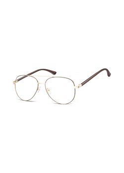 Okulary oprawki Pilotki zerówki metalowe korekcyjne 931E złote + ciemnobrązowe ze sklepu Stylion w kategorii Okulary zerówki męskie - zdjęcie 107784047