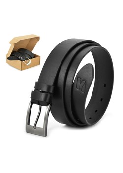 Pasek skórzany STYLION w pudełku - czarny ST30-2 - szer.3cm ze sklepu Stylion w kategorii Paski męskie - zdjęcie 107784067