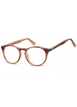Okulary oprawki korekcyjne okrągłe Lenonki zerówki Sunoptic CP146F brązowy - imitacja drewna ze sklepu Stylion w kategorii Okulary zerówki męskie - zdjęcie 107784495