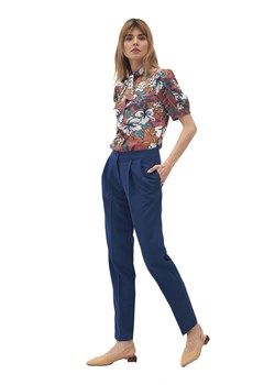 Kobaltowe spodnie z zakładką - SD59 ze sklepu Świat Bielizny w kategorii Spodnie damskie - zdjęcie 107967565