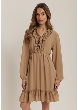 Ciemnobeżowa Sukienka Perisiphe ze sklepu Renee odzież w kategorii Sukienki - zdjęcie 108139617