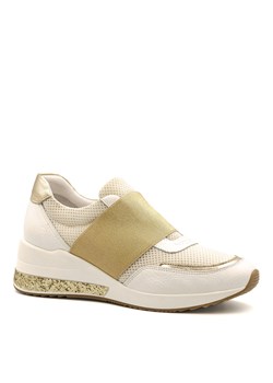 Sportowe biało-złote sneakersy z szeroką gumą 278G ze sklepu NESCIOR w kategorii Buty sportowe damskie - zdjęcie 108161896