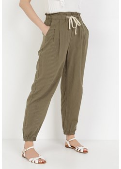 Zielone Spodnie Lithophi ze sklepu Born2be Odzież w kategorii Spodnie damskie - zdjęcie 108485847