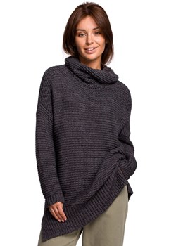 BK047 Sweter oversize z golfem - antracytowy ze sklepu Świat Bielizny w kategorii Swetry damskie - zdjęcie 108894027
