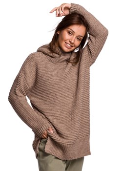BK047 Sweter oversize z golfem - cappuccino ze sklepu Świat Bielizny w kategorii Swetry damskie - zdjęcie 108894035