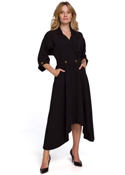 K086 Sukienka z asymetrycznym dołem - czarna ze sklepu Świat Bielizny w kategorii Sukienki - zdjęcie 108894175