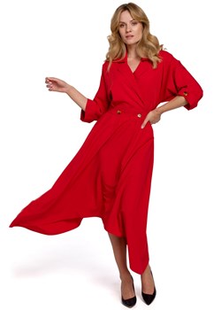 K086 Sukienka z asymetrycznym dołem - czerwona ze sklepu Świat Bielizny w kategorii Sukienki - zdjęcie 108894177