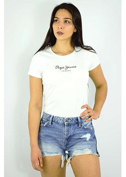 t-shirt damski pl502711 800 pepe jeans biały ze sklepu Royal Shop w kategorii Bluzki damskie - zdjęcie 109040876