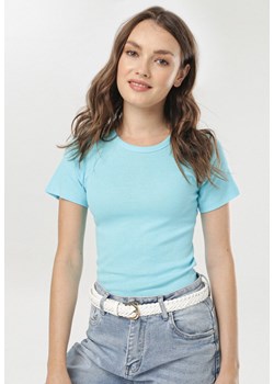 Niebieski T-shirt Phereisis ze sklepu Born2be Odzież w kategorii Bluzki damskie - zdjęcie 109681635